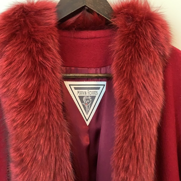 Marvin Richards lambs wool Fox Fur long coat - Picture 2 of 16